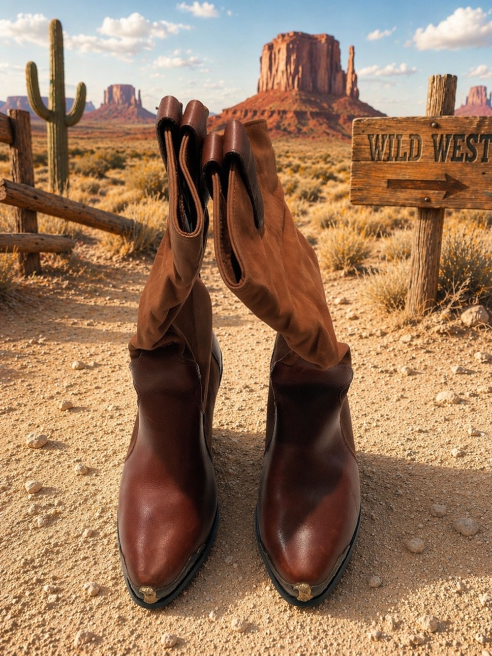 Maine Woods Vintage Western Cowboy Boots, Brown Leather, Eagle Embellished, 7